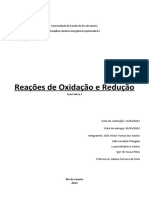 Reações de Oxidação e Redução: Universidade Do Estado Do Rio de Janeiro Disciplina: Química Inorgânica Experimental I