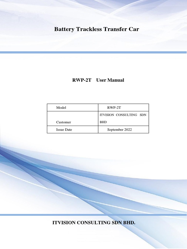 Battery Trackless Transfer Car: RWP-2T User Manual | PDF | Battery ...