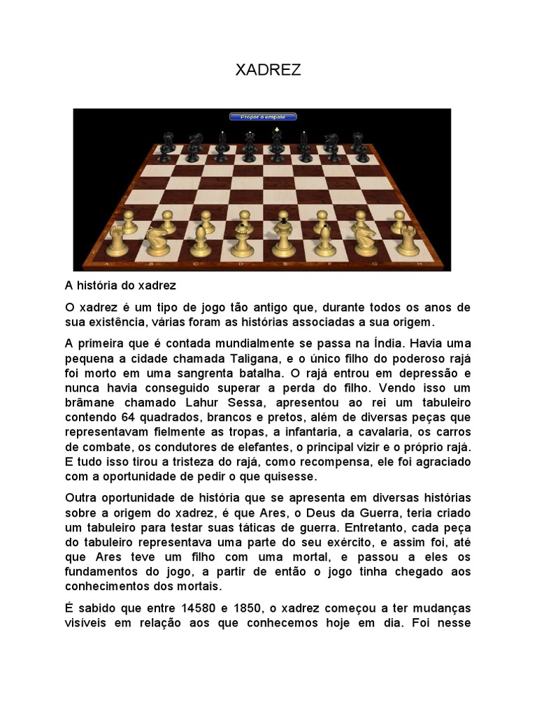 A história e os movimentos fundamentais do xadrez | PDF | Xadrez ...