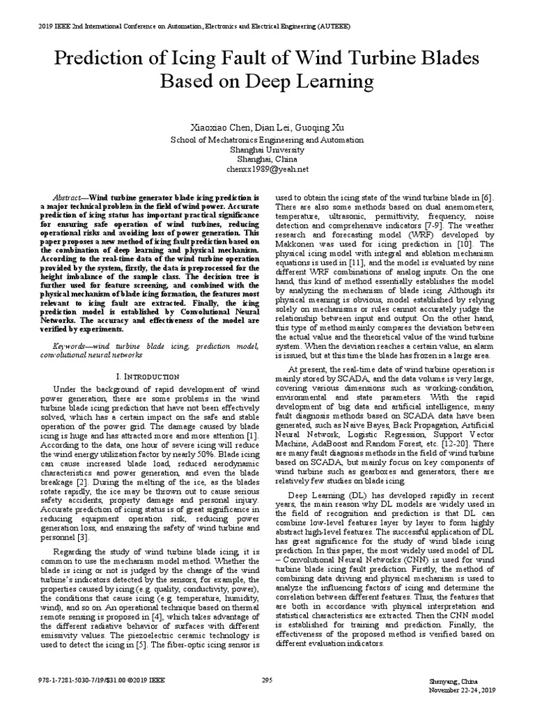 Prediction of icing fault of wind turbine blades based on deep learning