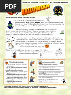 Halloween READING for intermediate levels