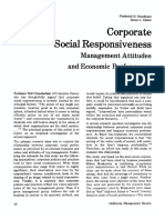 Corporate Social Responsiveness: Management Attitudes and Economic Performance