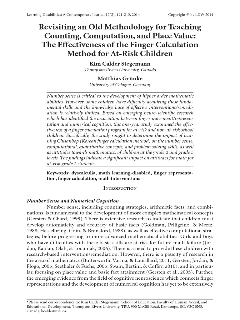 Finger Maths PDF Subtraction Standardized Tests