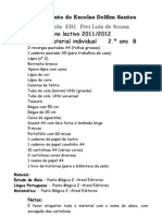 Lista de Material 2º Ano B - 2011-12