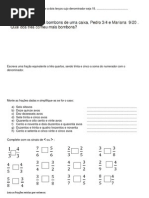 Exercícios de matematica fraçao 5 ano