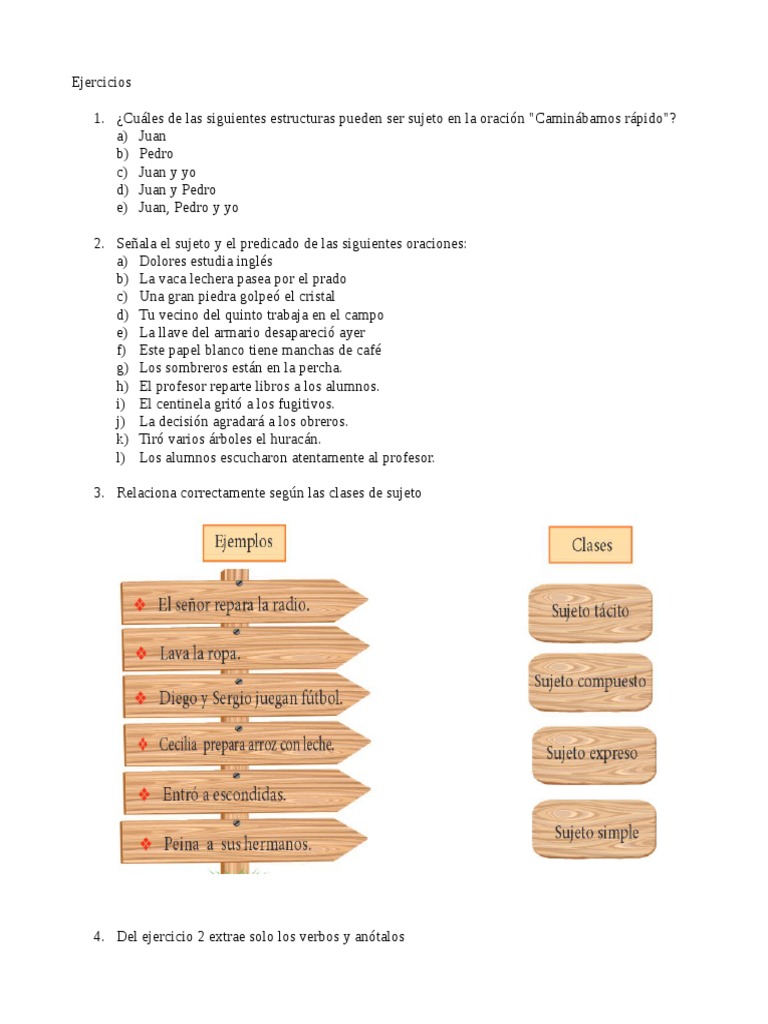 Ejercicios Oraciones Pdf