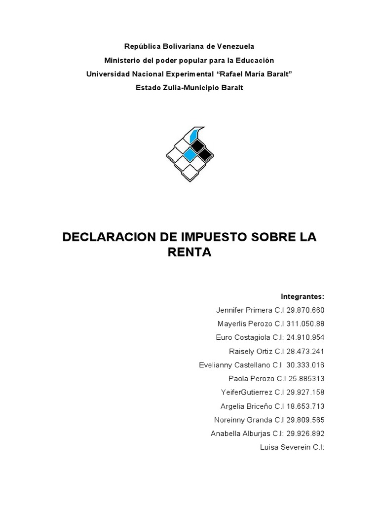 Declaración del Impuesto sobre la Renta en Venezuela | PDF | Impuestos ...