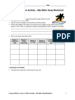 Lesson 4, Sliders Activity - Slip Slidin' Away Worksheet: Static Friction Data