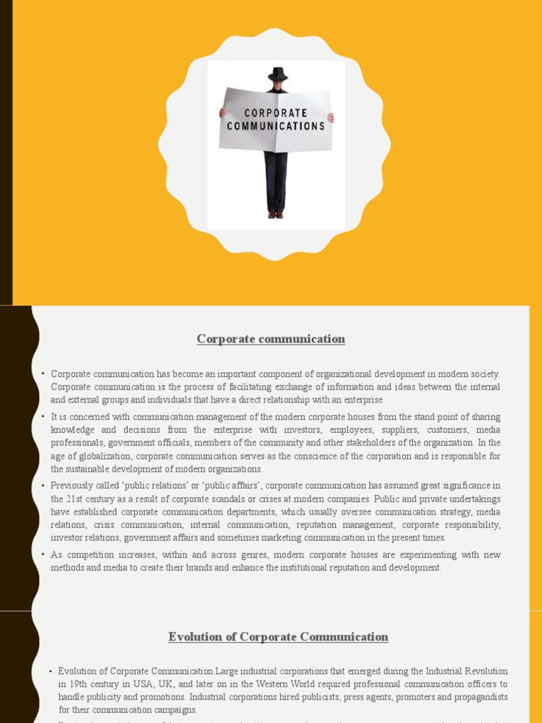 Integrated Corporate Communication Overview | PDF | Public Relations ...