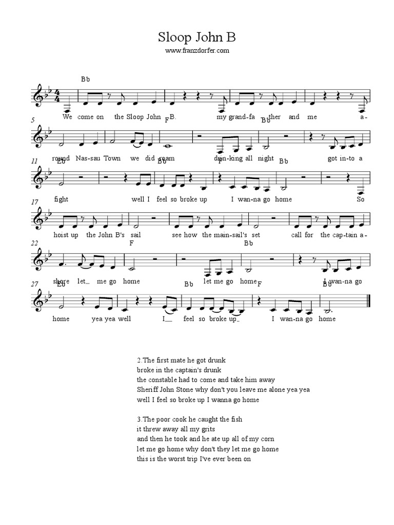 Sloop John B Full ScoreBb PDF