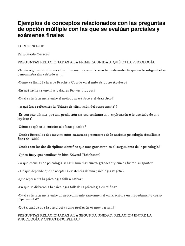 2022 Ejemplos de Conceptos Relacionados Con Las Preguntas de Opcion