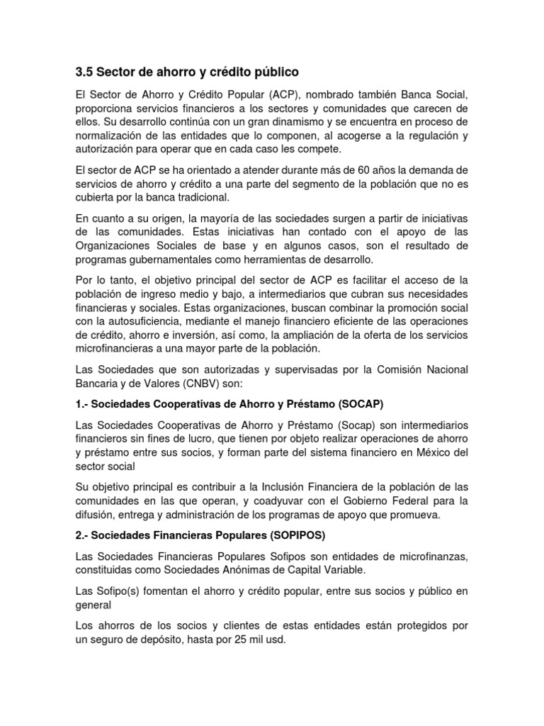 Ahorro y Crédito Popular en México | PDF | Business | Sector privado