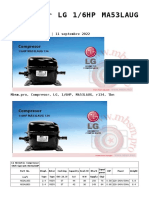 LG 1/6HP MA53LAUG r134 Compressor Specifications