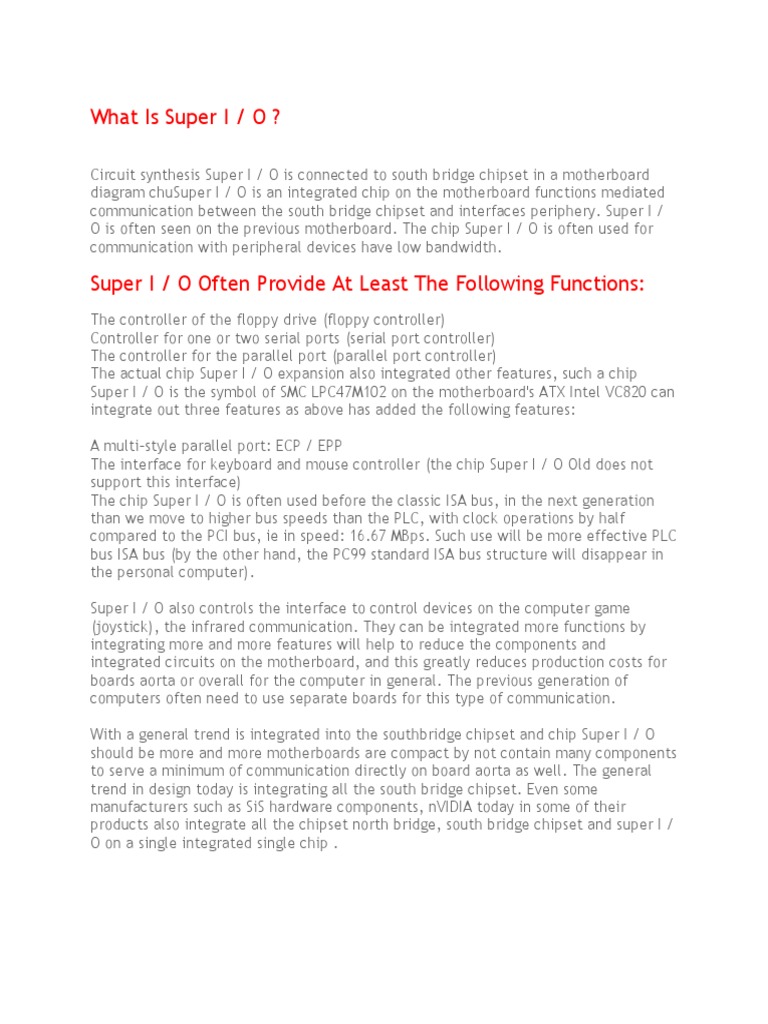 What Is Super I O | PDF