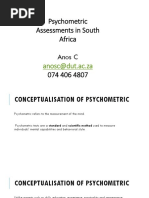 Psychometric Assessments in South Africa Anos C 074 406 4807