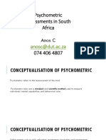 Psychometric Assessments in South Africa Anos C 074 406 4807