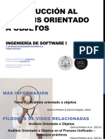 Introducción Al Análisis Orientado A Objetos: Ingeniería de Software I