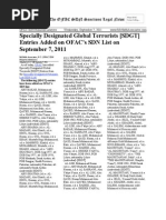 September 7, 2011 - The OFAC SDN Sanctions Legal News