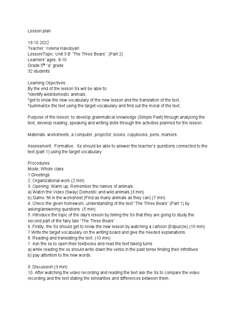 Observed lesson pdf