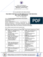 Department of Education: Teacher'S Report On The Results of The Regional Mid-Year Assessment