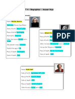 UNIT 4 - Biographies - Answer Keys: First Your Answers