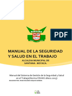 Manual de La Seguridad Y Salud en El Trabajo: Alcaldia Municipal de Santana - Boyaca