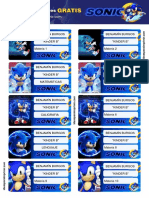 Etiquetas Escolares de Sonic Gratis para Imprimir