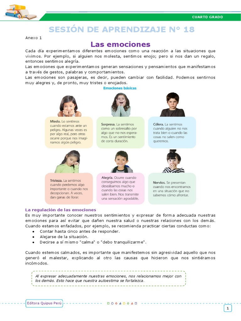 Sesión de Aprendizaje #18: Las Emociones | PDF | Las emociones | Vacunas