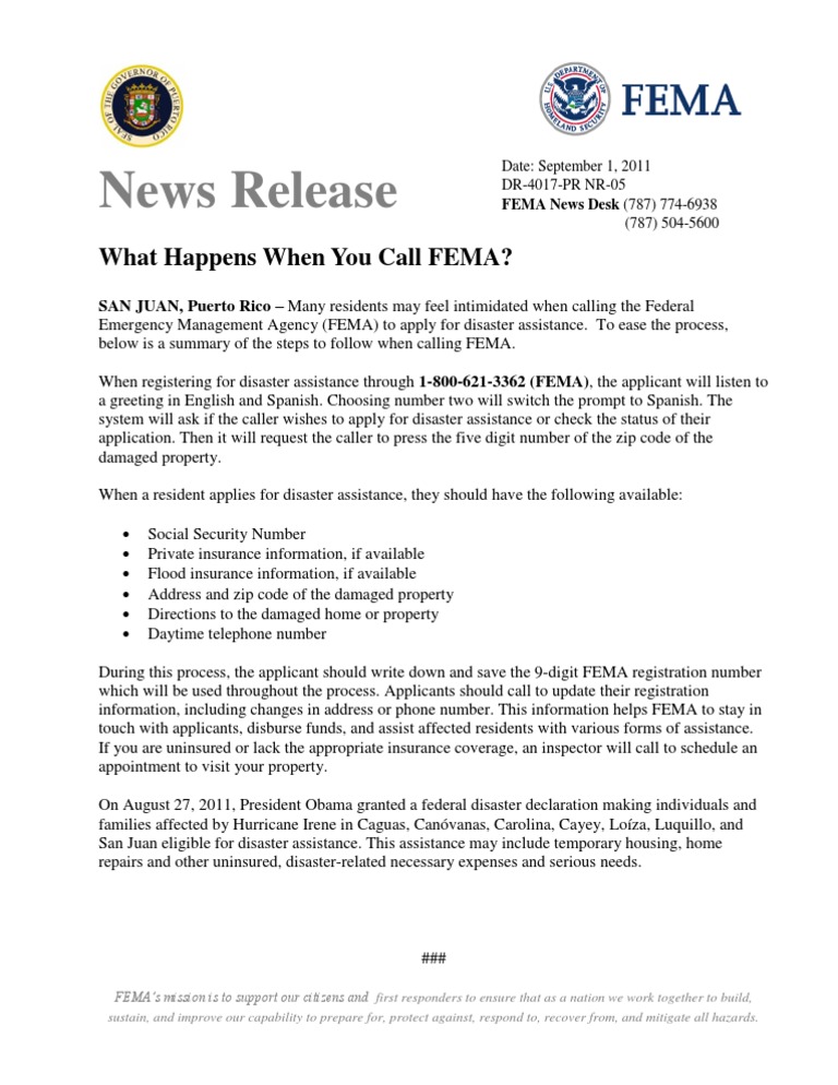 What Happens When You Call FEMA | PDF