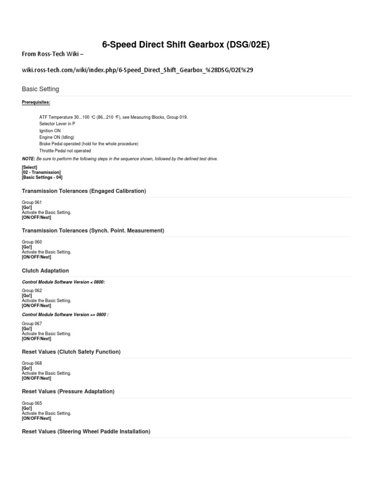 DSG Adaptation PDF Motor Vehicle Vehicle Technology