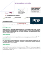 Tipos de Textos Según Su Intención