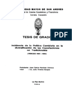 Tesis de Grado: Universidad Mayor de San Andres Facultad de Ciencias Económicas y Financieras Carrera: Economía