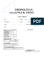 Metropolitan Olgunluk Testi: Test: Form R