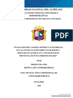 Universidad Nacional Del Altiplano: Facultad de Ciencias Contables Y Administrativas
