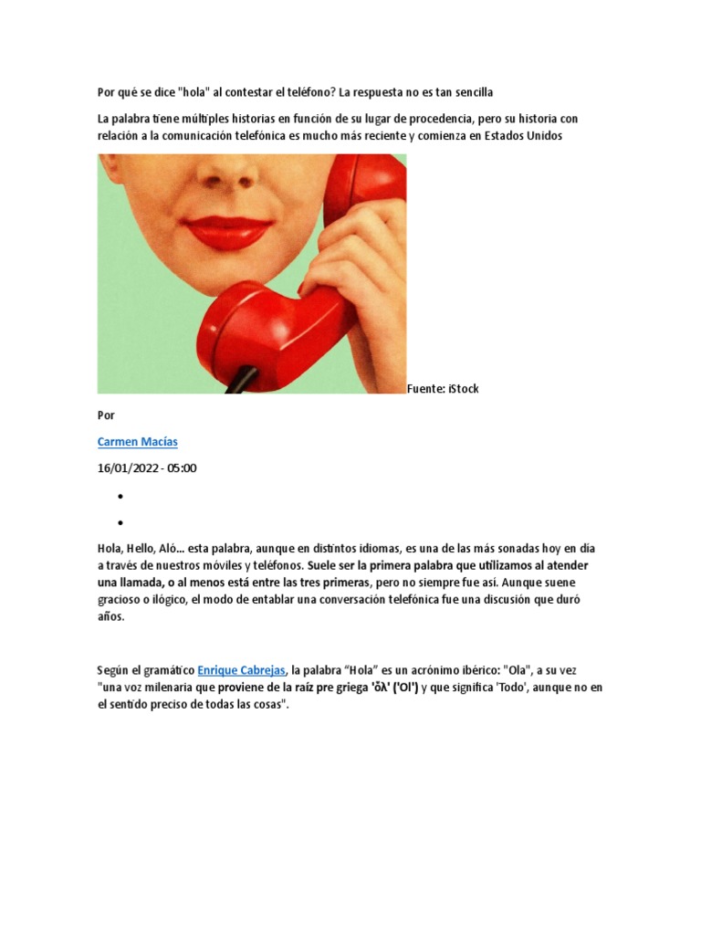 Origen y significado de "hola" | PDF