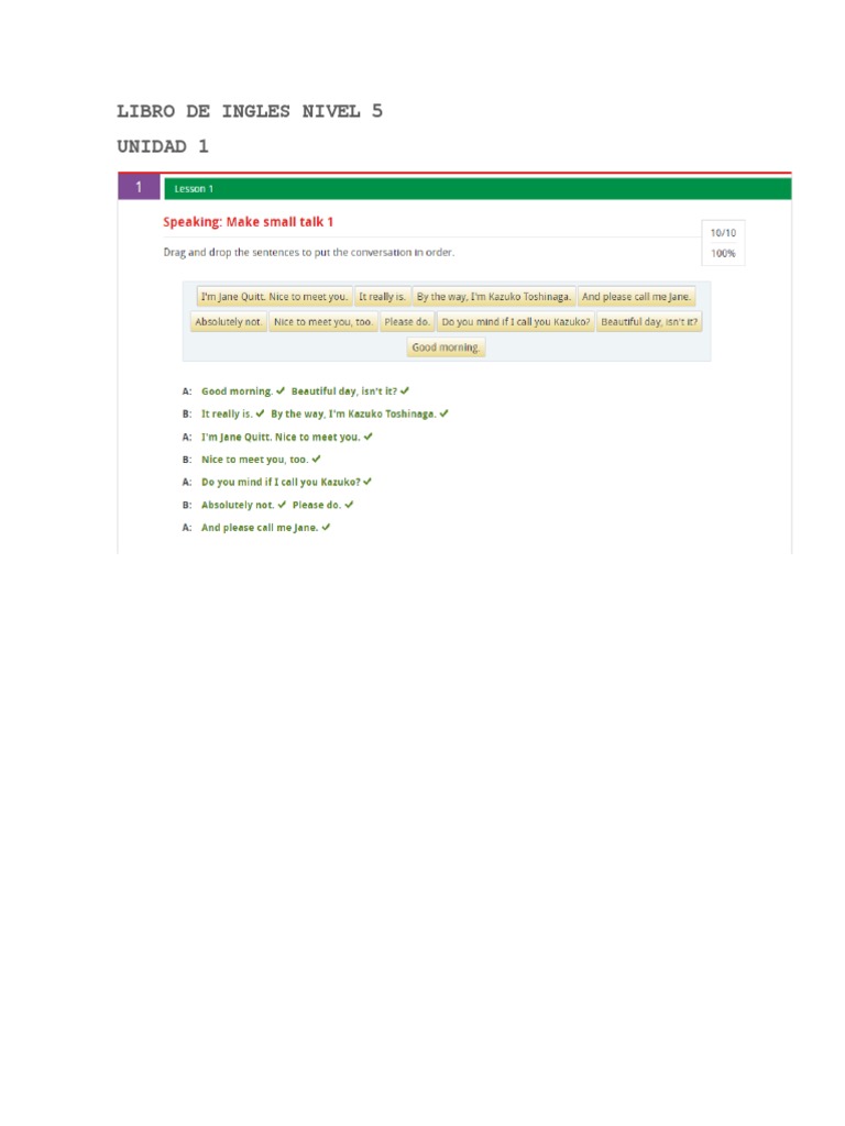Libro de Ingles Nivel 5 Unidad 1 | PDF