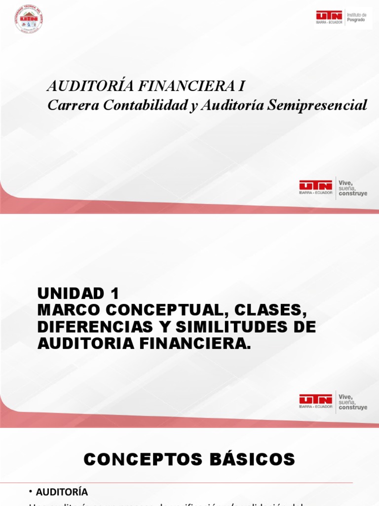 Auditoría Financiera I Carrera Contabilidad y Auditoría Semipresencial ...