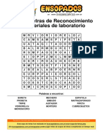 Sopa de Letras de Reconocimiento de Materiales de Laboratorio