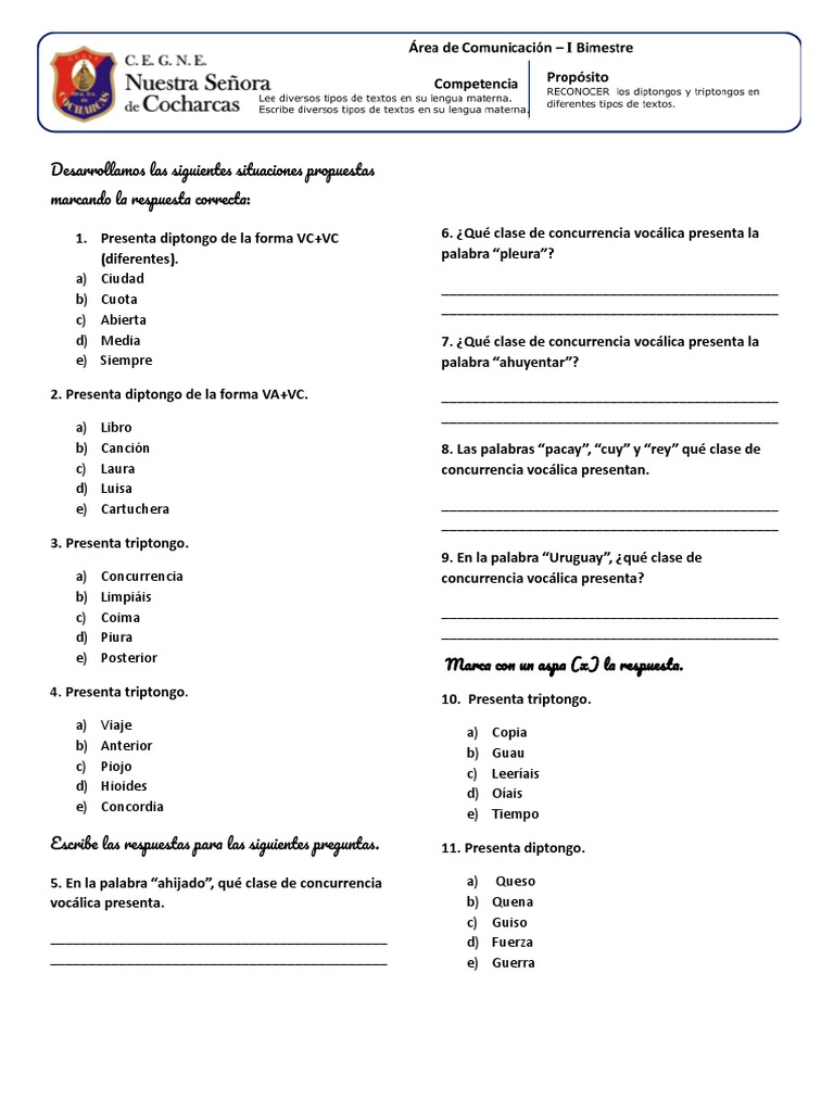 Ejercicios sobre Diptongos y Triptongos | PDF | Fonética | Voz humana