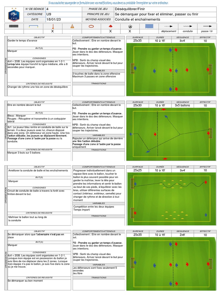 Entraînement U9 : Démarquer et Finir | PDF | Défenseur (football) | Des ...