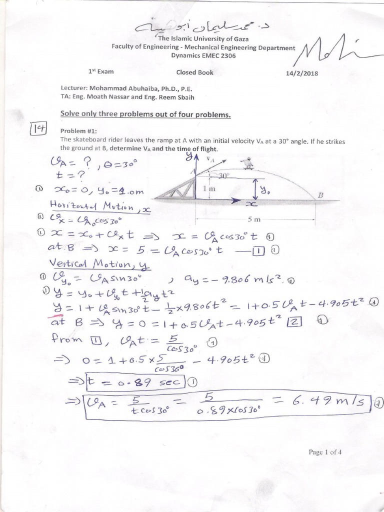 First Dynamics Quiz 2018 | PDF