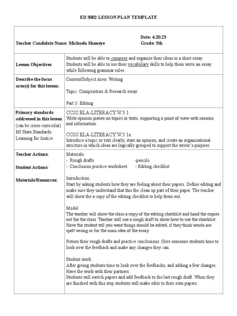 How To Create A Structured Lesson Plan