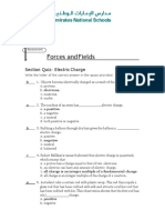 Forces and Fields: Section Quiz: Electric Charge