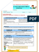 Sesion de Comunicacion Lectura Habitos Alimenticios Semana Del 24 Al 28 Abril