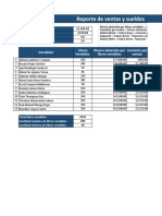 Reporte de Ventas y Sueldos: Vendedor Libros Vendidos Dinero Obtenido Por Libros Vendidos Comisión Por Ventas