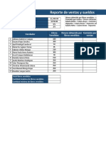 Reporte de Ventas y Sueldos: Vendedor Libros Vendidos Dinero Obtenido Por Libros Vendidos Comisión Por Ventas