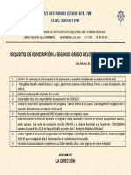 Requisitos de Reinscripción A Segundo Grado Ciclo Escolar 2022 - 2023