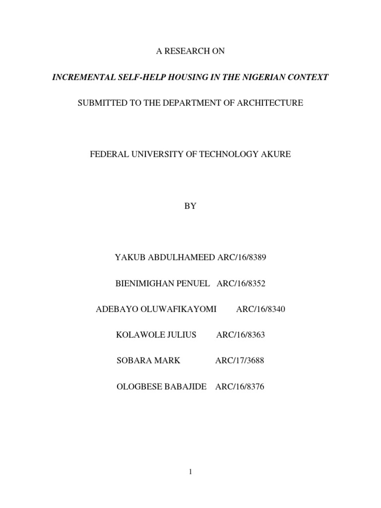 INCREMENTAL SELFhelp Housing PDF Poverty Poverty & Homelessness