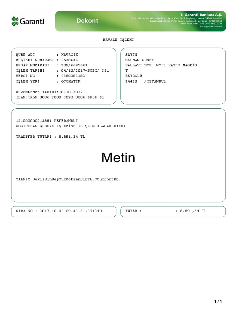 Dekont | PDF