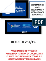 Decreto 257/19 valoración títulos docencia secundaria